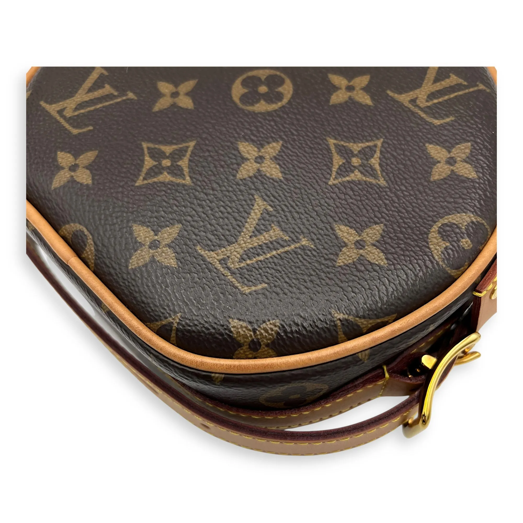 Boite a Chapeau PM Brown Crossbody Bag in Monogram Coated Canvas, Gold hardware