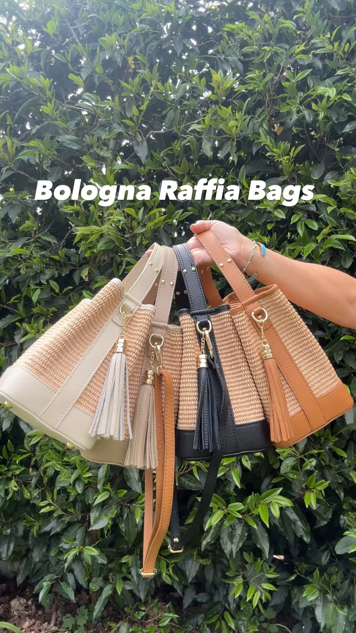 Bologna Woven Raffia & Leather Tote Bag | Taupe