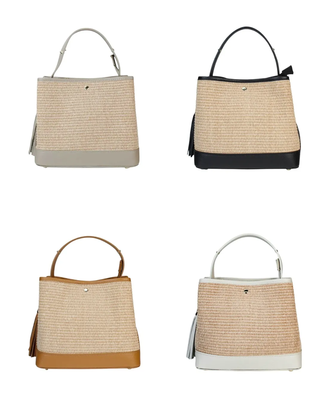 Bologna Woven Raffia & Leather Tote Bag | Taupe