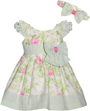 Bonnie Jean Baby Girls 3M-4T Ruffle Sleeve Bow Front Dress and Headband