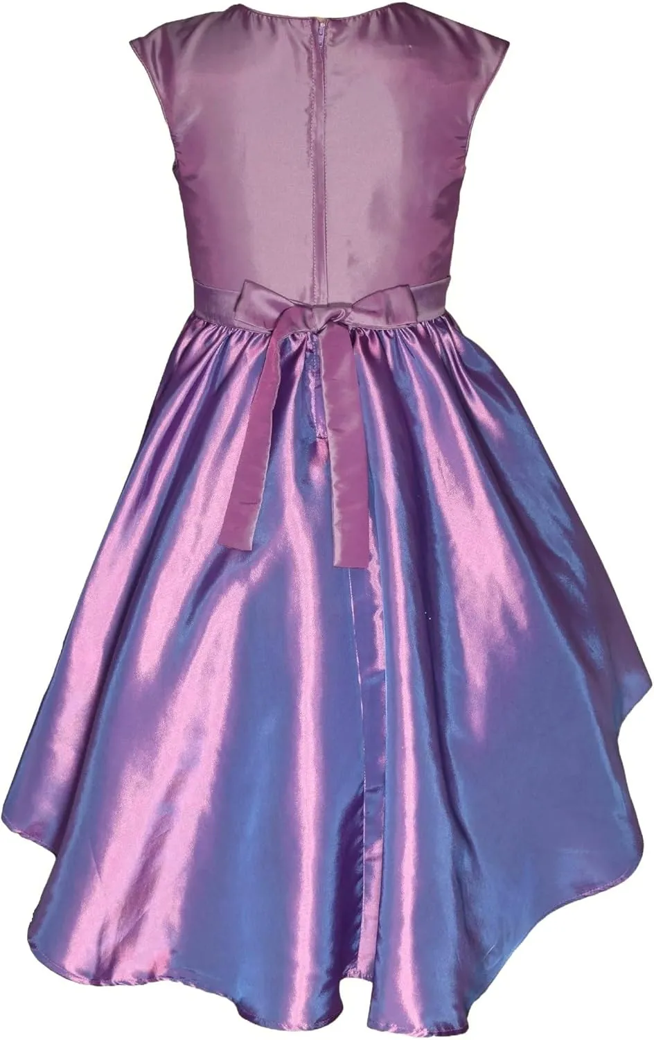 Bonnie Jean Girls 7-16 Iridescent Taffeta Sequins Bow Holiday Dress