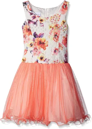 Bonnie Jean Girls Easter Jacquard Floral Princess Fit and Flare Party Dress 4-16