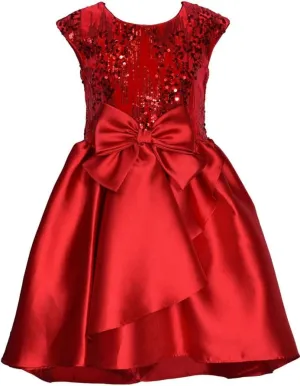 Bonnie Jean Girl's Holiday Christmas Dress - Red Special Occasion Party Dress