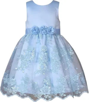 Bonnie Jean Girls Size 12M-16 Embroidered Sequin Mikado Dress