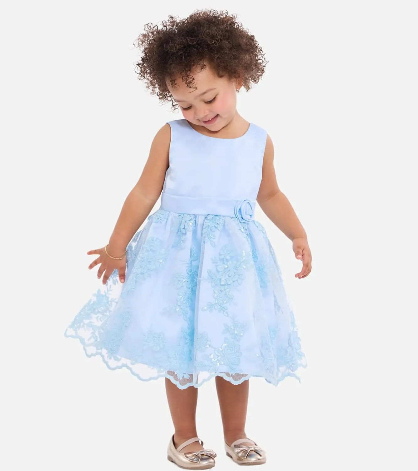 Bonnie Jean Girls Size 12M-16 Embroidered Sequin Mikado Dress