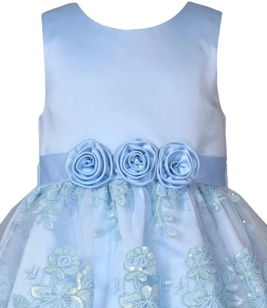 Bonnie Jean Girls Size 12M-16 Embroidered Sequin Mikado Dress