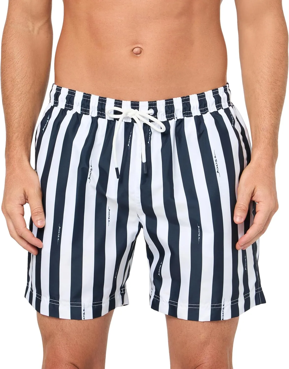 BOSS Men's Standard Horizontal Stripe Swim Trunks