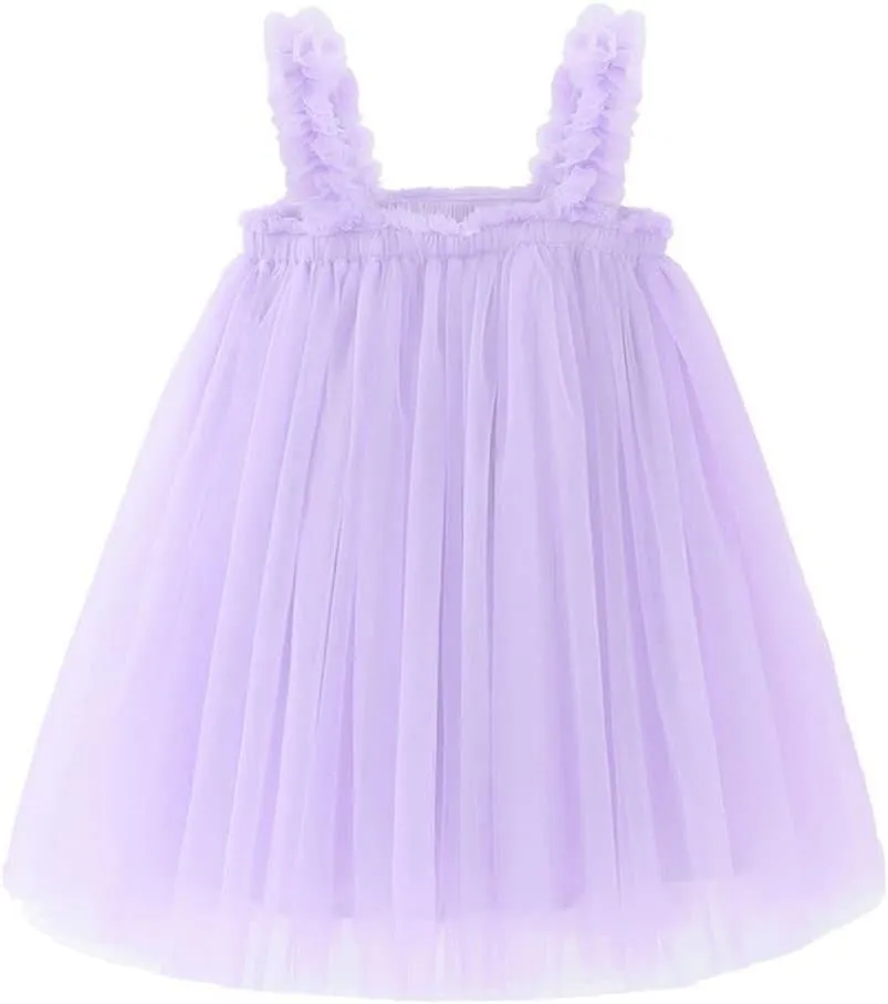 Bow Dream Baby Girls Toddler Tutu Dress Infant Tulle Dress Party Princess Dress with Flower Headband Dusty Rose