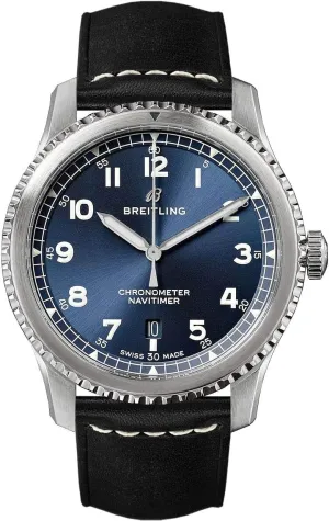 Breitling Navitimer 8 Automatic 41 Blue Dial Black Leather Strap Men's Watch (REF. A17314101C1X2)