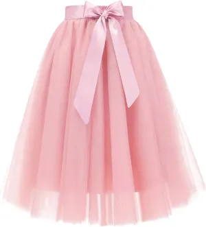 Bridesmay Women's Tulle Skirt Knee Length 6-Layered Wedding Party Homecoming Prom Dress