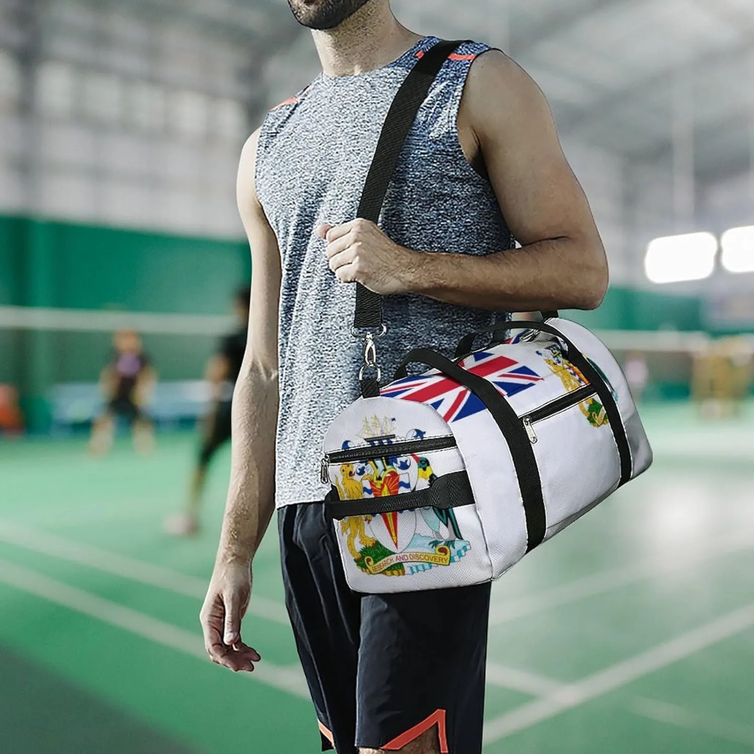 British Antarctic Territory Flag Duffel Bag for Men Women with Shoe Compartment Weekender Tote