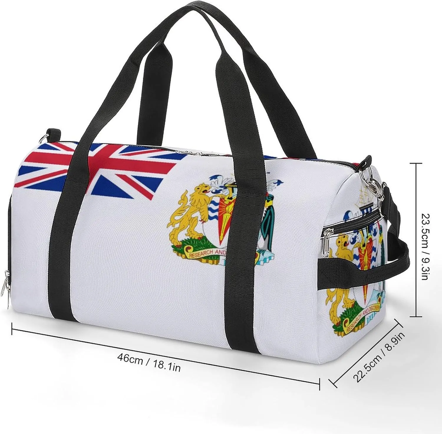 British Antarctic Territory Flag Duffel Bag for Men Women with Shoe Compartment Weekender Tote