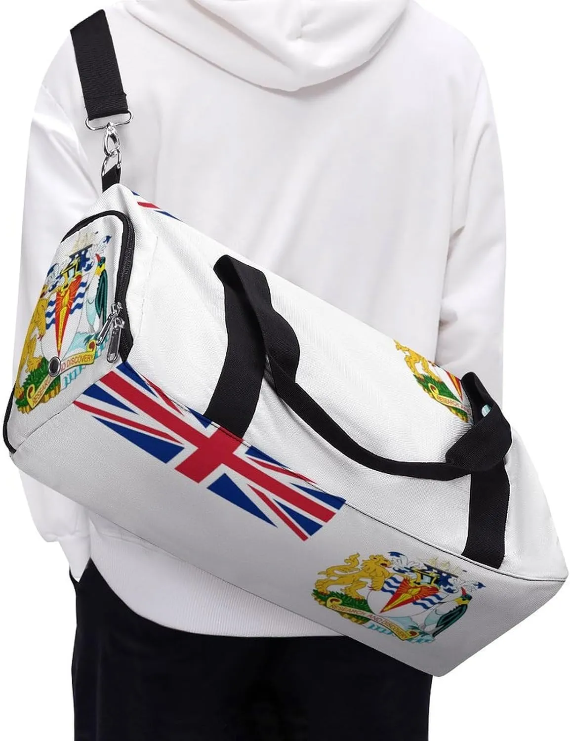 British Antarctic Territory Flag Duffel Bag for Men Women with Shoe Compartment Weekender Tote