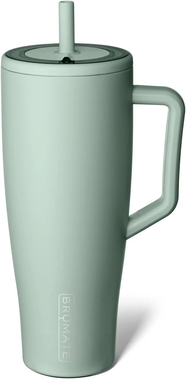 BrüMate Era 40 oz Tumbler with Handle and Straw | 100% Leakproof Insulated Tumbler with Lid and Straw | Made of Stainless Steel | Cup Holder Friendly Base | 40oz (Sage)