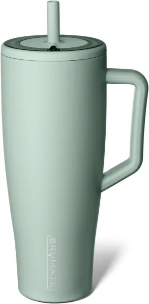 BrüMate Era 40 oz Tumbler with Handle and Straw | 100% Leakproof Insulated Tumbler with Lid and Straw | Made of Stainless Steel | Cup Holder Friendly Base | 40oz (Sage)