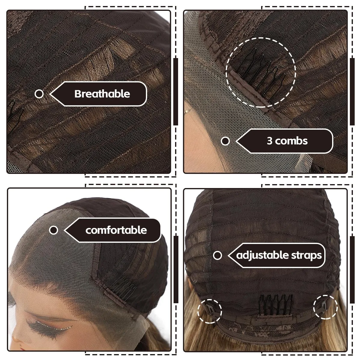 Brown and Blonde Lace Front Wig for Women 13x4 Body Wave Synthetic Wigs Highlight Omber Pre-plucked Long Wavy 150% Density Heat Resistant Hair Daily Use 26 Inch