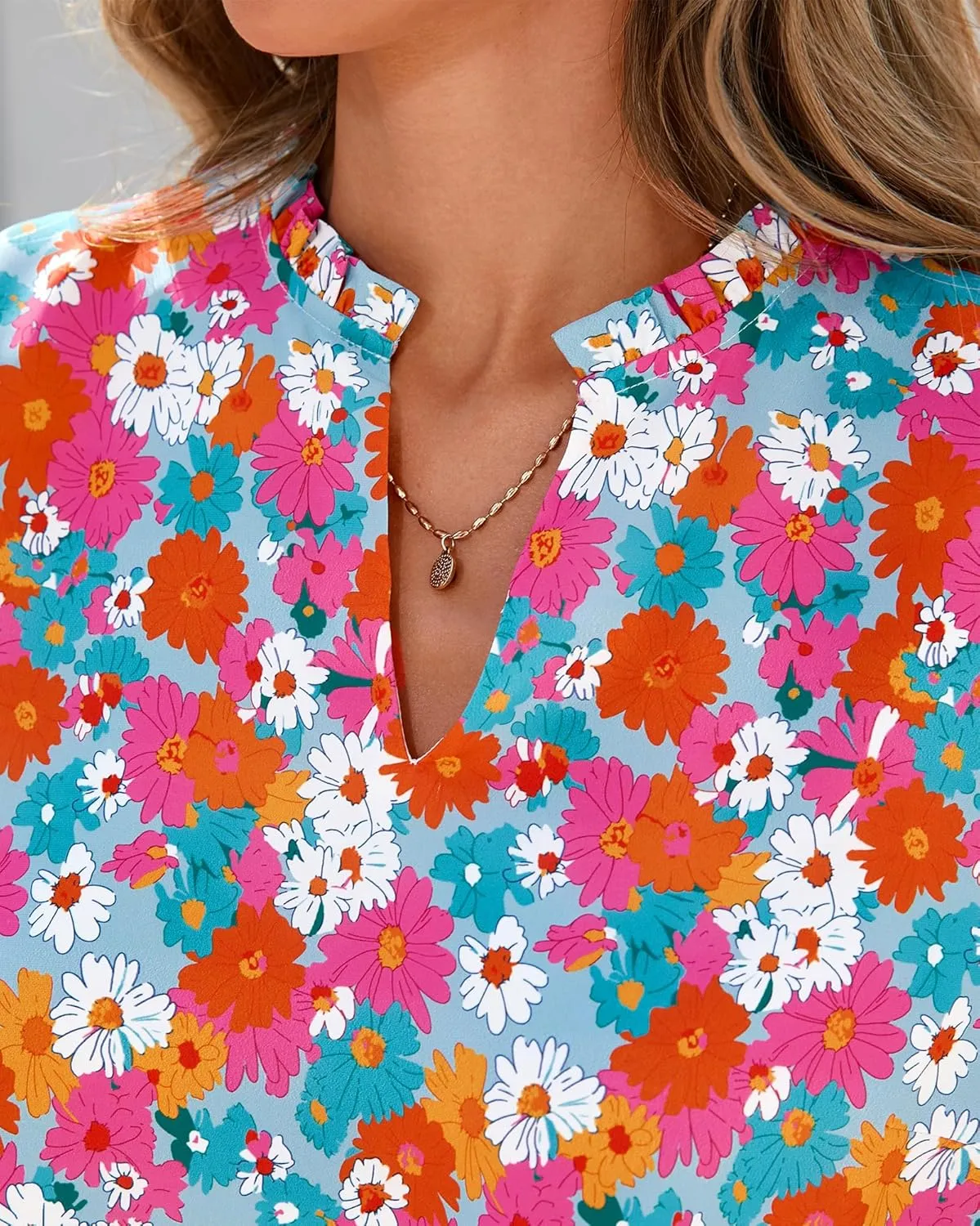 BTFBM Summer Blouses for Women Dressy Casual 2025 Spring Floral Boho Shirts V Neck Puff Short Sleeve Business Work Tops