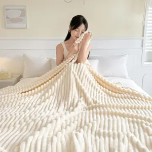 Bubble Fluffy Blanket King Comforter,Throw Blanket for Decor Bed Couch,Luxury Bubble Fluffy Blanket for All Season, Lightweight Bedding Comforter, 3D Striped Jacquard Blanket,B,Twin(60"x79")