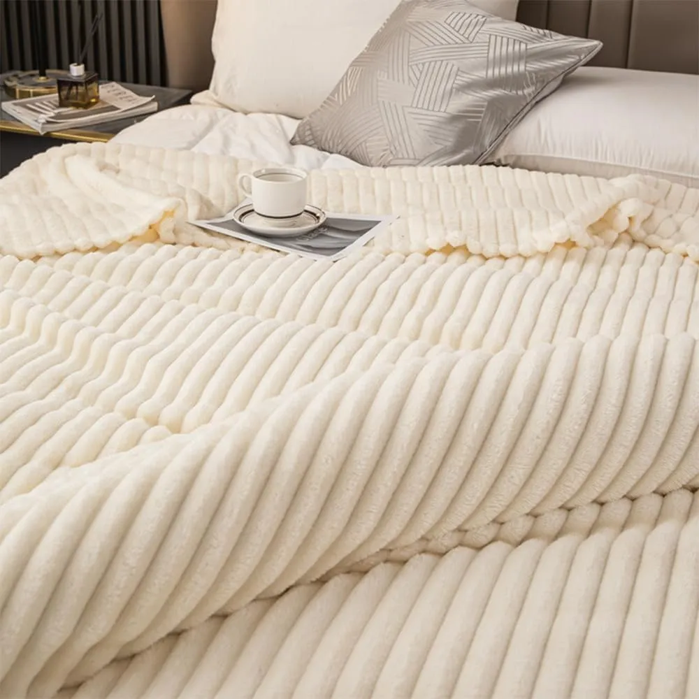 Bubble Fluffy Blanket King Comforter,Throw Blanket for Decor Bed Couch,Luxury Bubble Fluffy Blanket for All Season, Lightweight Bedding Comforter, 3D Striped Jacquard Blanket,B,Twin(60"x79")