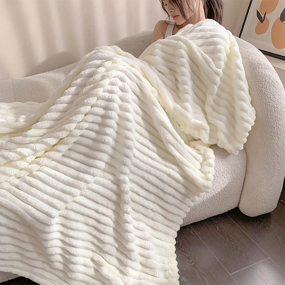 Bubble Fluffy Blanket King Comforter,Throw Blanket for Decor Bed Couch,Luxury Bubble Fluffy Blanket for All Season, Lightweight Bedding Comforter, 3D Striped Jacquard Blanket,B,Twin(60"x79")