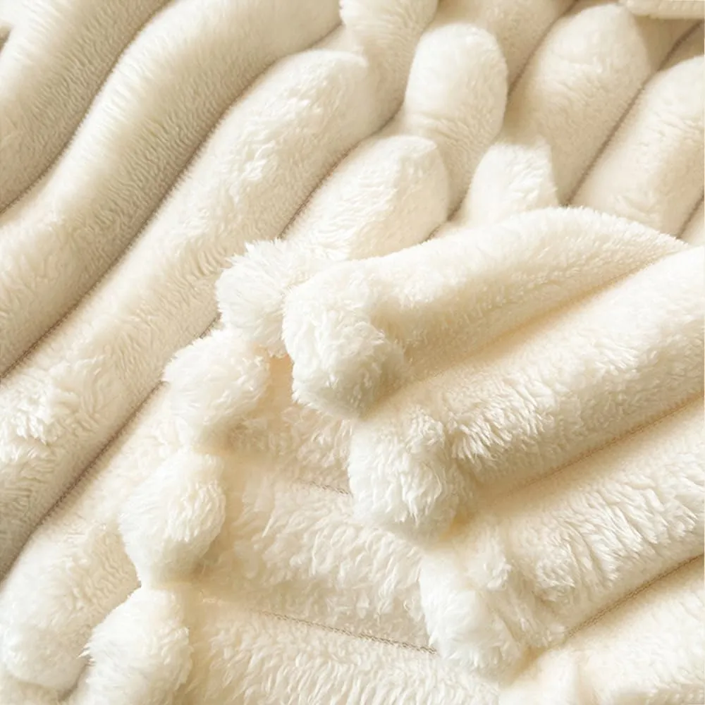 Bubble Fluffy Blanket King Comforter,Throw Blanket for Decor Bed Couch,Luxury Bubble Fluffy Blanket for All Season, Lightweight Bedding Comforter, 3D Striped Jacquard Blanket,B,Twin(60"x79")