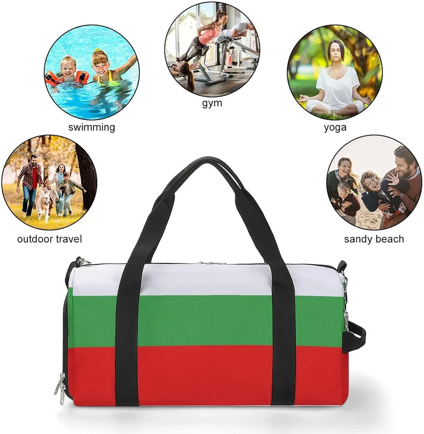 Bulgaria Flag Gym Duffel for Boys Girls with Waterproof Shoe Compartment Tote