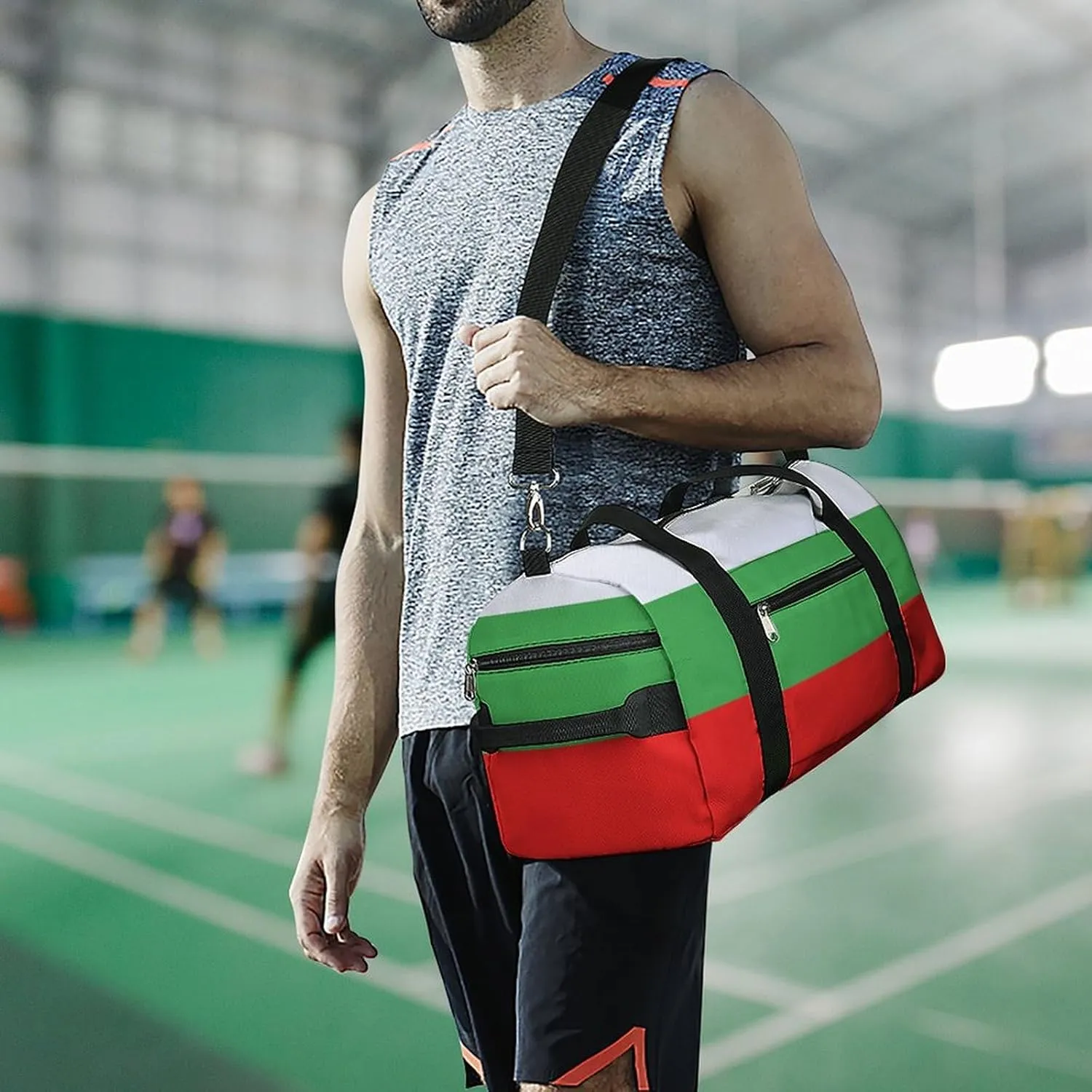 Bulgaria Flag Gym Duffel for Boys Girls with Waterproof Shoe Compartment Tote