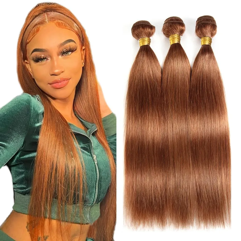 Bundles Human Hair 18 20 22 Inch Body Wave Brown 30 Color Human Hair Bundles 12A Unprocessed Brazilian Virgin Hair Quick Weave Bundles for Black Women