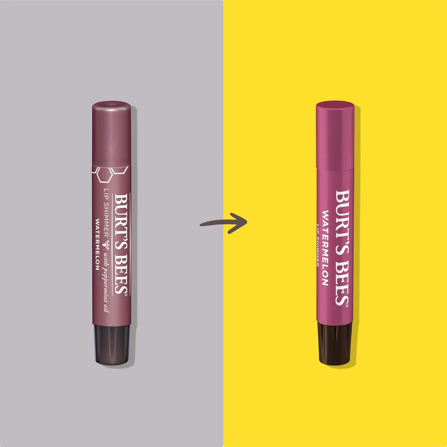 Burt’s Bees Lip Shimmer Watermelon; Warm, Luminescent Color; High Impact, Instant Moisture; with Shea and Cocoa Butters; 100% Natural Origin; 4 Tube, 0.09 Oz. (Packaging May Vary)