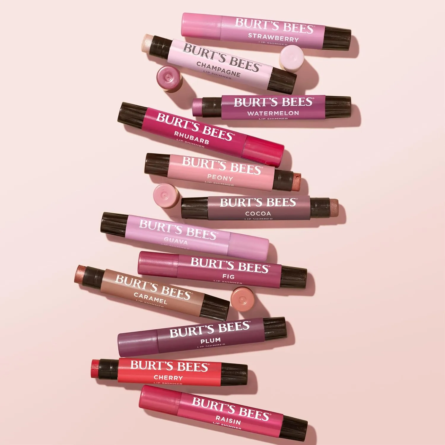 Burt's Bees Shimmer Lip Tint Set, Tinted Lip Balm Stick, Moisturizing for All Day Hydration with Natural Origin Glowy Pigmented Finish & Buildable Color, Caramel (4-Pack)