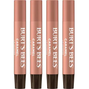 Burt's Bees Shimmer Lip Tint Set, Tinted Lip Balm Stick, Moisturizing for All Day Hydration with Natural Origin Glowy Pigmented Finish & Buildable Color, Caramel (4-Pack)