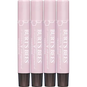 Burt's Bees Shimmer Lip Tint Set, Tinted Lip Balm Stick, Moisturizing for All Day Hydration with Natural Origin Glowy Pigmented Finish & Buildable Color, Champagne (4-Pack)