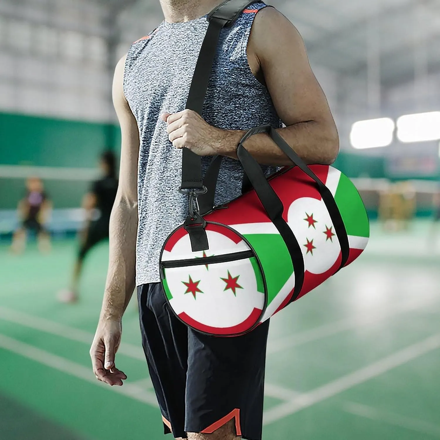 Burundi Flag Large Gym Duffel Bag with Wet Pocket for Men Women Travel Workout