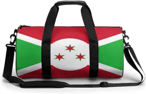 Burundi Flag Large Gym Duffel Bag with Wet Pocket for Men Women Travel Workout