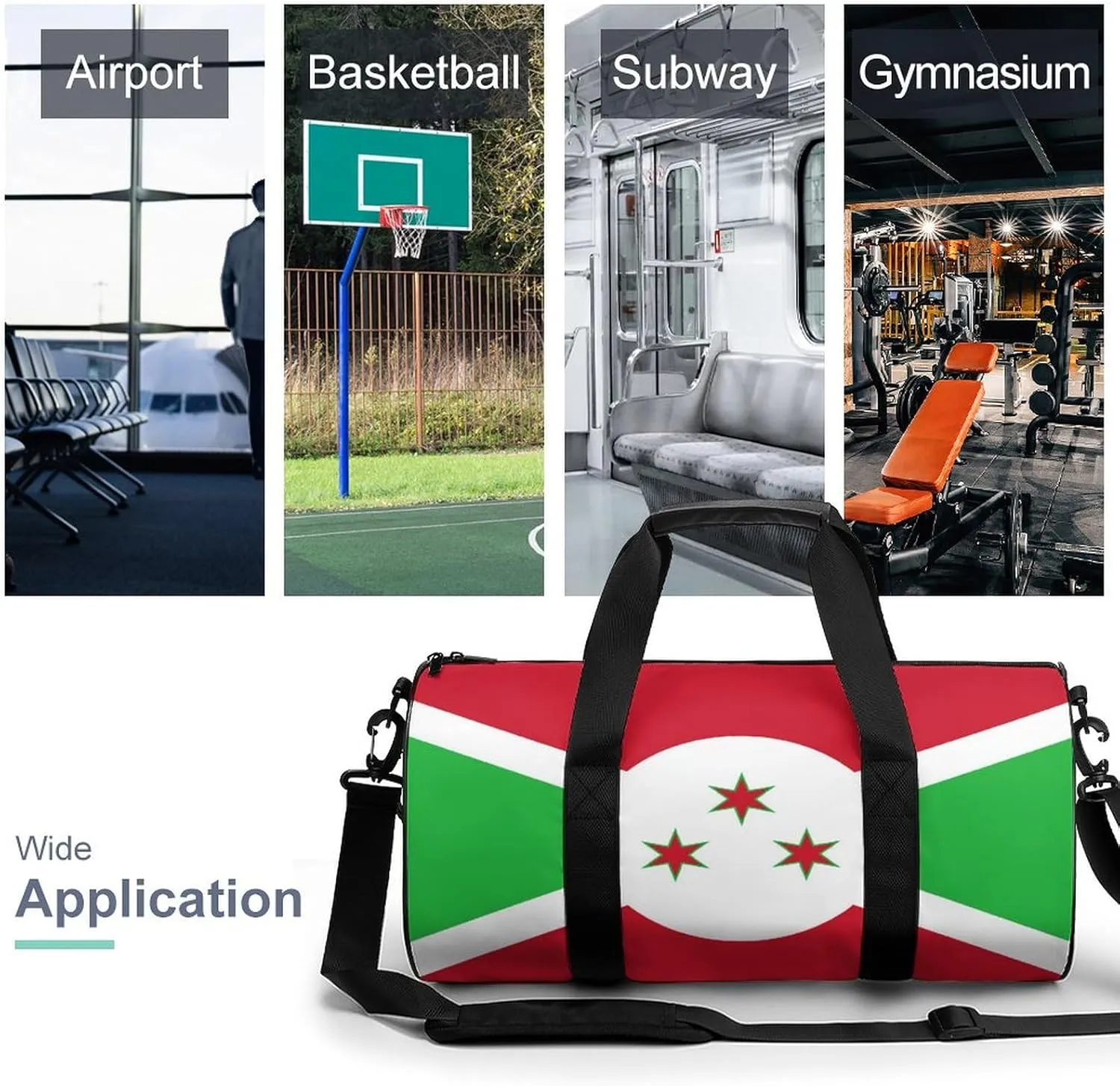 Burundi Flag Large Gym Duffel Bag with Wet Pocket for Men Women Travel Workout
