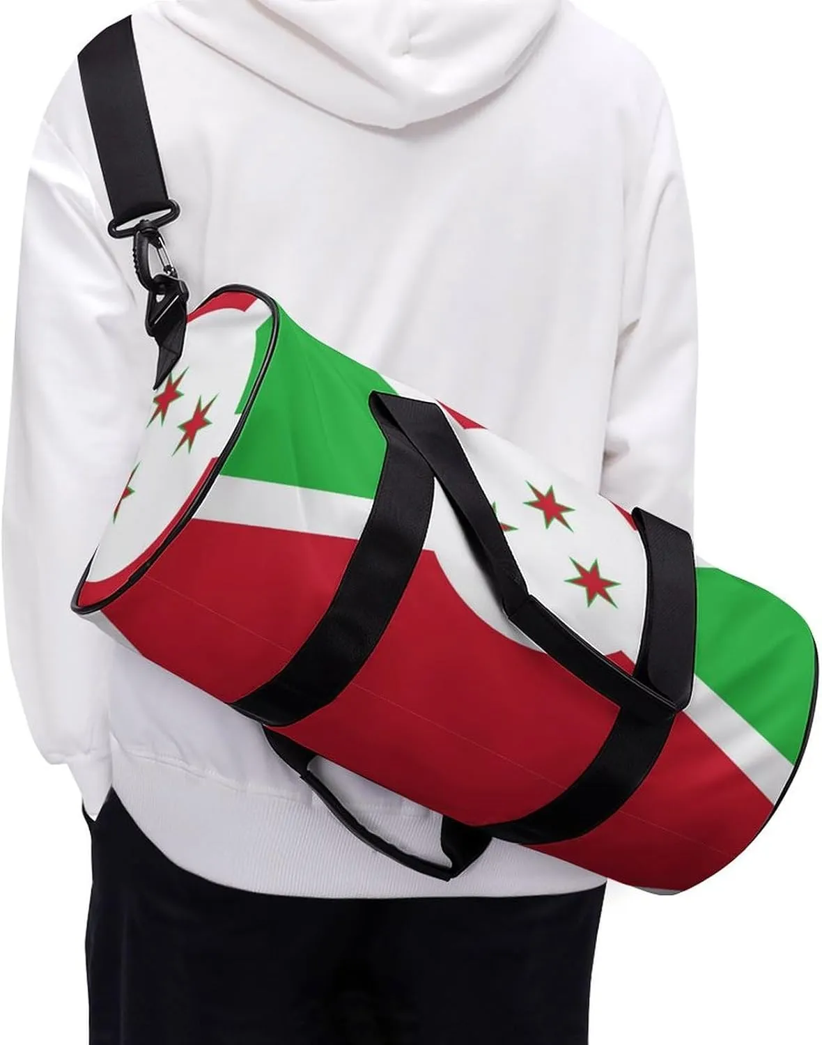 Burundi Flag Large Gym Duffel Bag with Wet Pocket for Men Women Travel Workout