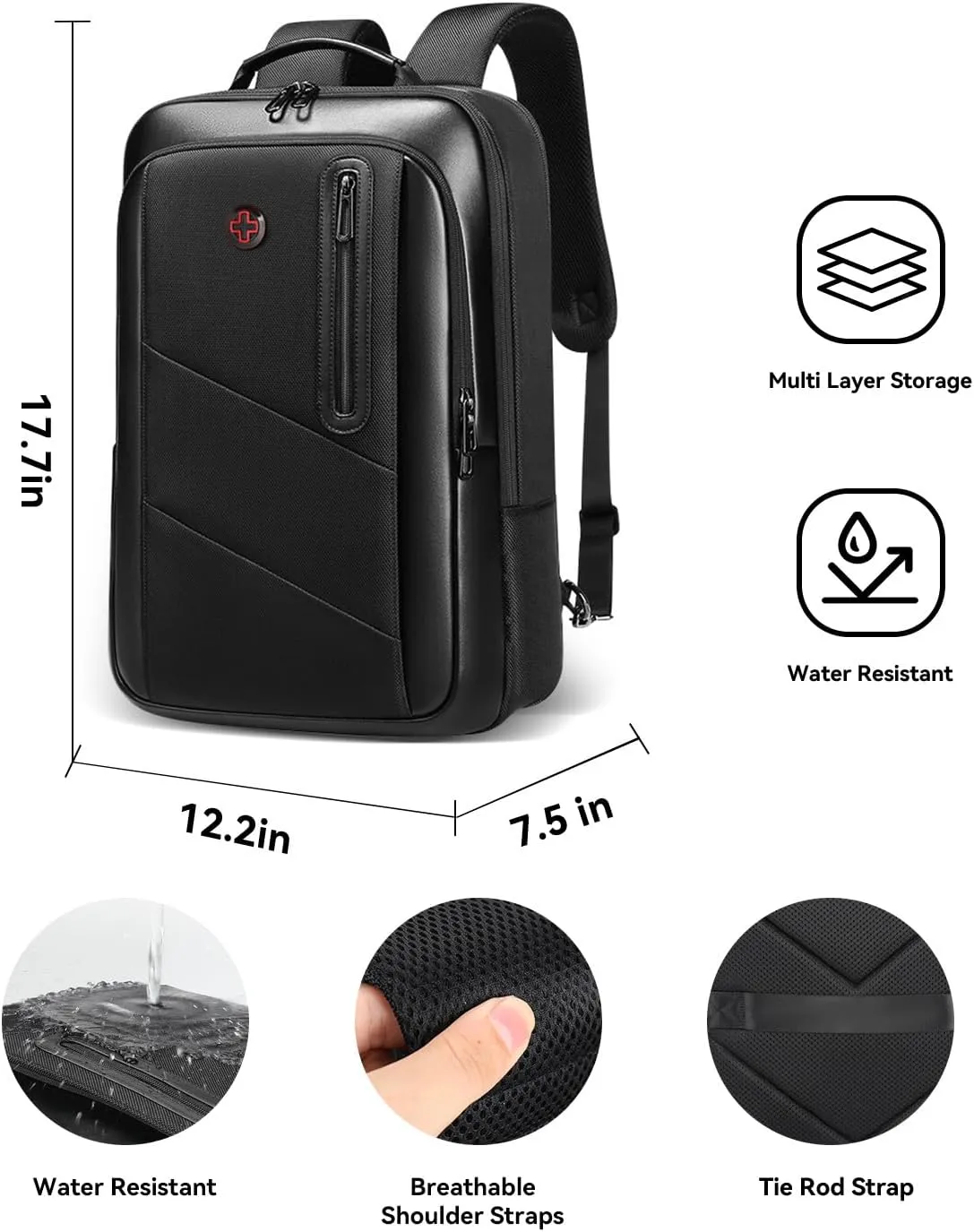 Business Backpack for Men Travel Backpack 180° Commuter Backpack Classic Backpack Water Resistant Bag Daypack for Work,Black