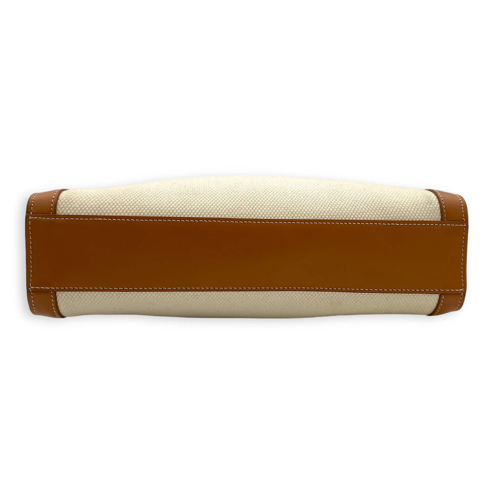 Cabas Top Handle Bag Brown in Canvas, Gold hardware