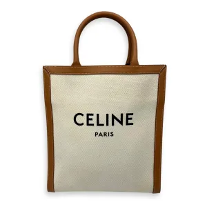 Cabas Top Handle Bag Brown in Canvas, Gold hardware