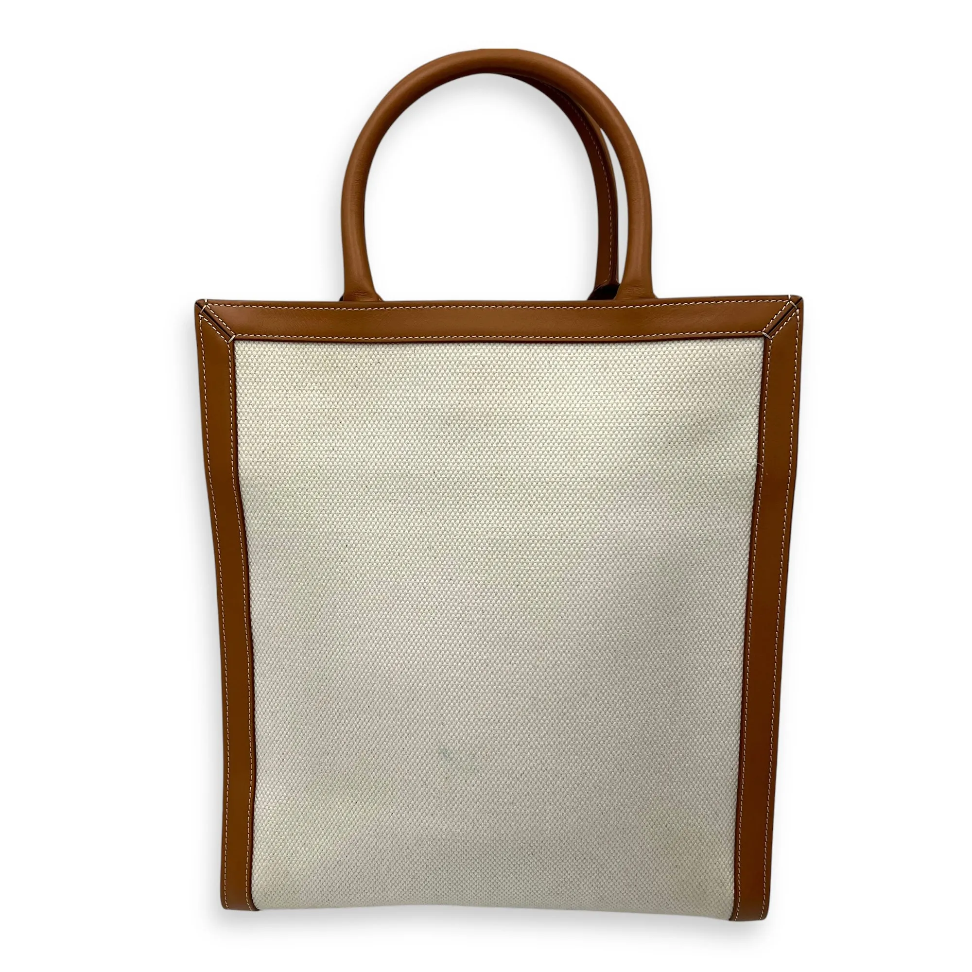 Cabas Top Handle Bag Brown in Canvas, Gold hardware