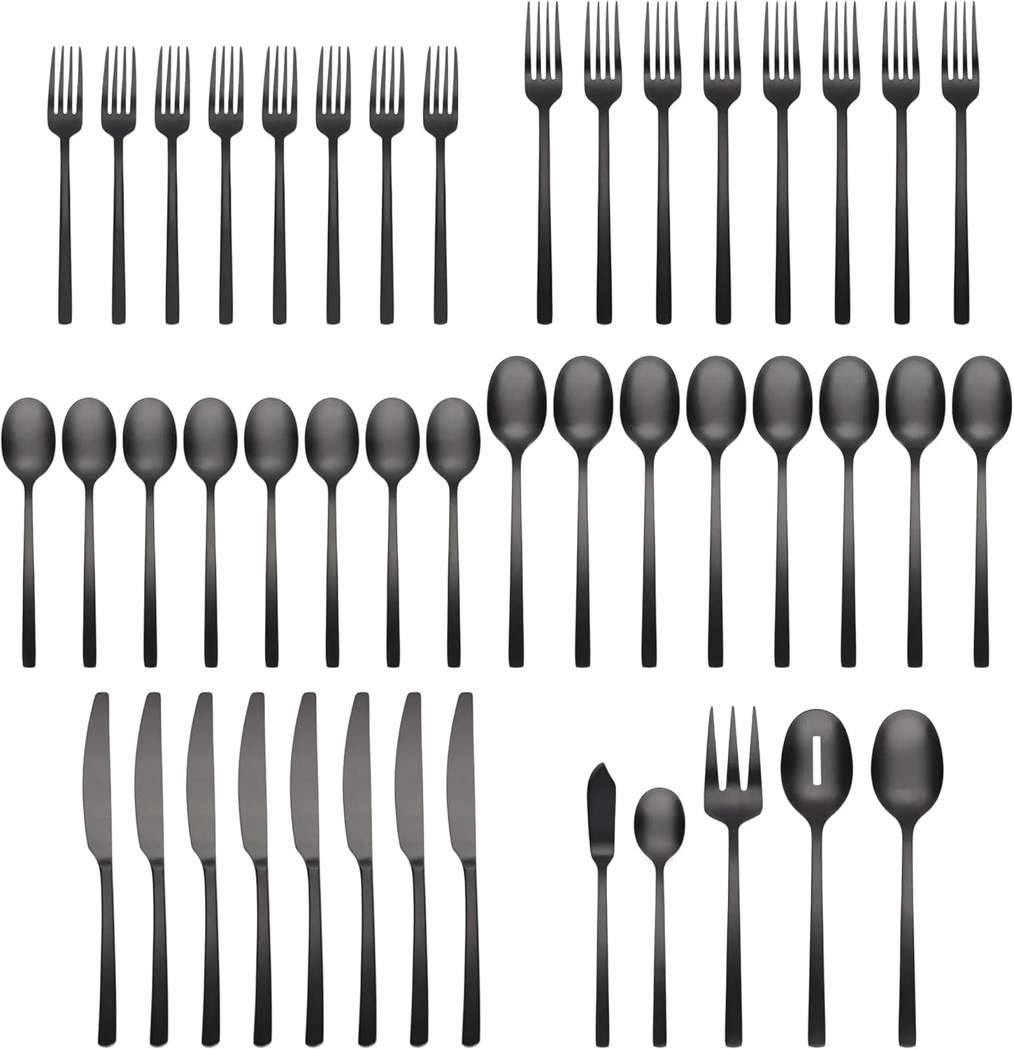 Cambridge Black Beacon Satin Piece Flatware Set, 45 Count