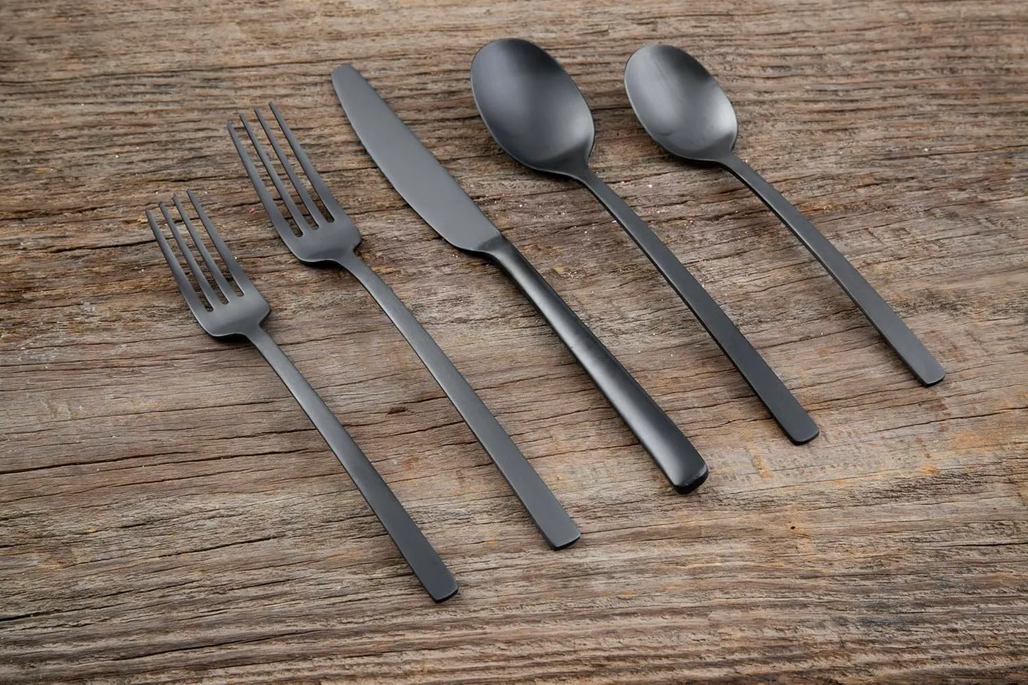 Cambridge Black Beacon Satin Piece Flatware Set, 45 Count