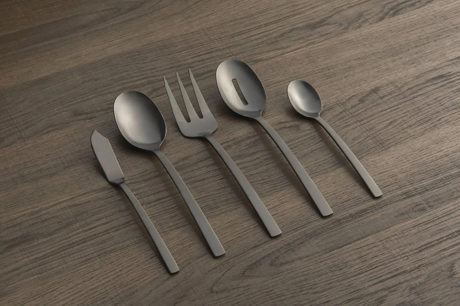 Cambridge Black Beacon Satin Piece Flatware Set, 45 Count