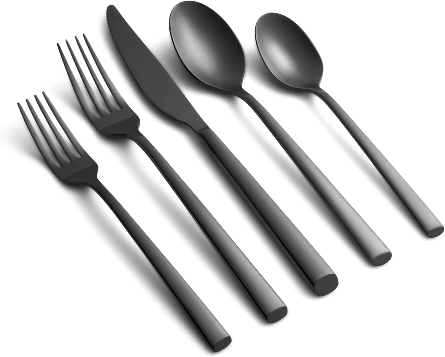 Cambridge Black Satin Toya Piece Flatware Set, 20 Count
