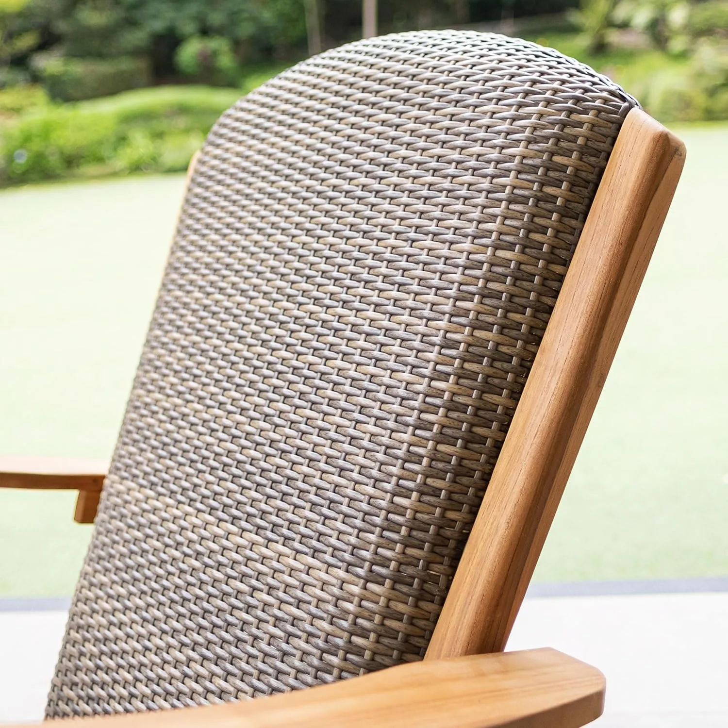 Cambridge Casual Auburn 3-Piece Wood Upholstered Patio Conversation Set, Natural Teak/All-Weather Wicker