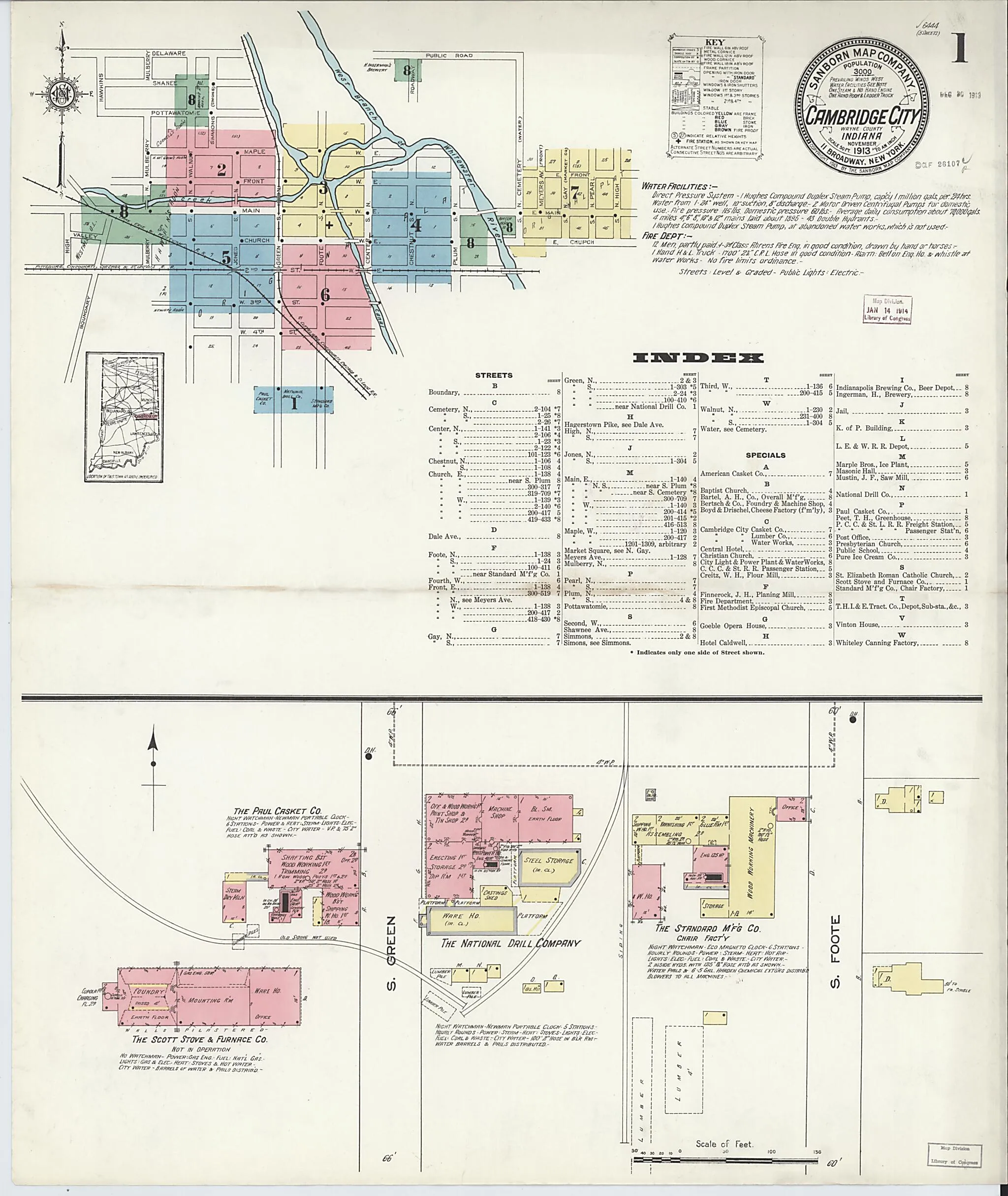 Cambridge City, Wayne County, Indiana 1913 (Sheet 1 of 8)