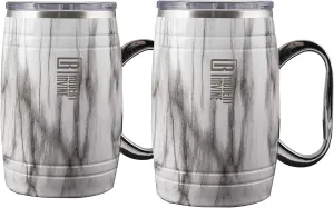 Cambridge ERI028NZ2BPTR Robert Irvine 20 Oz Marble Insulated Beer Mugs, Set Of 2