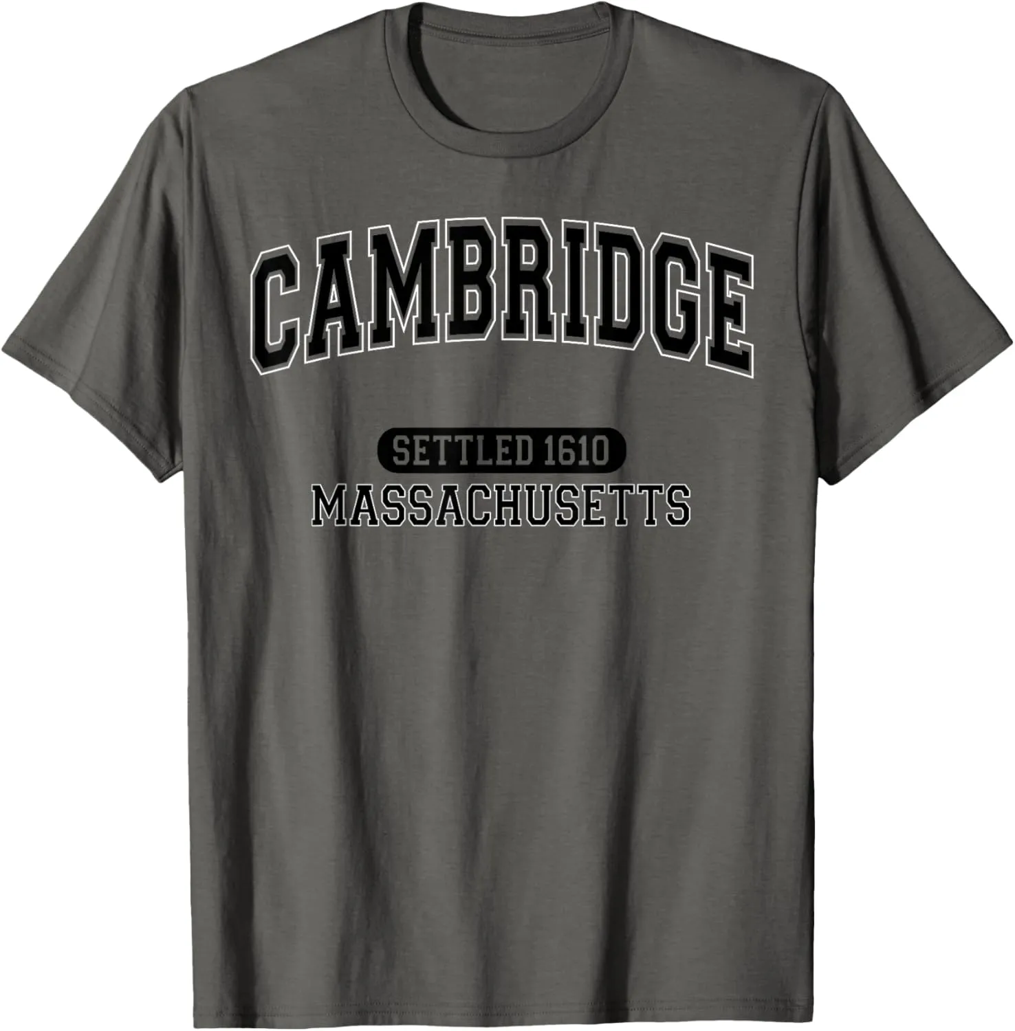 Cambridge Massachusetts Settled 1610 Vintage Arched Black T-Shirt