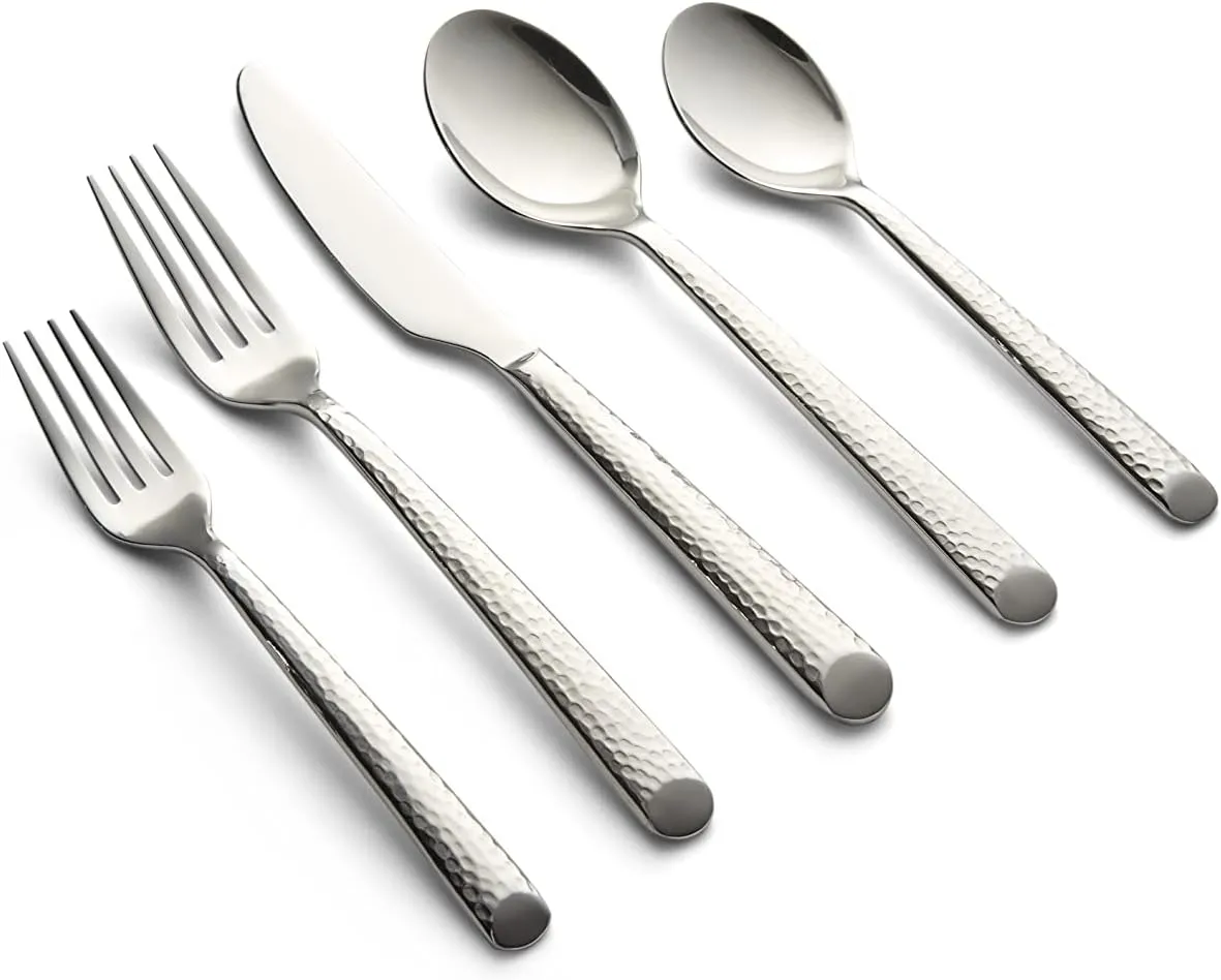 CAMBRIDGE Mirror Elsa Hammered 20-Piece Flatware Set, Service for 4,329320CABMS12DS
