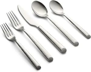 CAMBRIDGE Mirror Elsa Hammered 20-Piece Flatware Set, Service for 4,329320CABMS12DS
